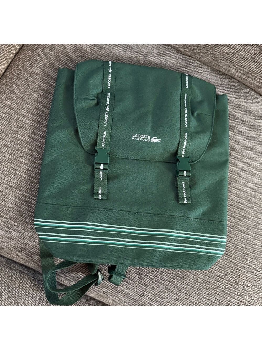 Lacoste Parfums Men's Drawstring Backpack Green Authentic New - Picture 7 of 15